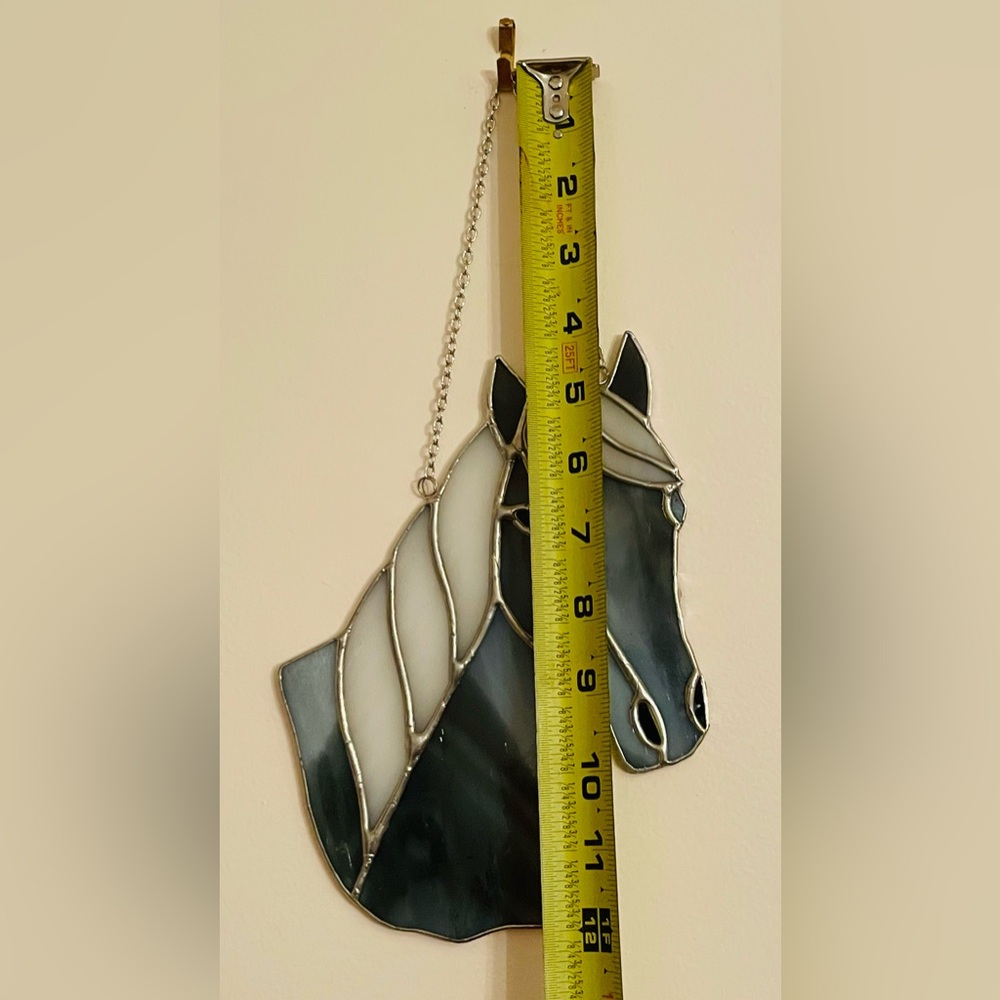 BNWOT Beautiful Custom Handmade Gray Stained Glass Horse Head - Picture 15 of 15